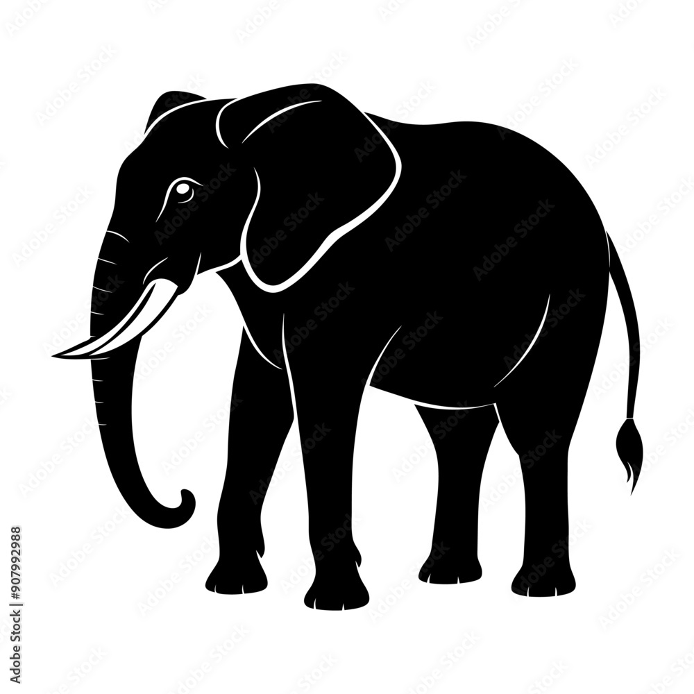 Elephant silhouette vector art white background Elephant silhouette vector art white background