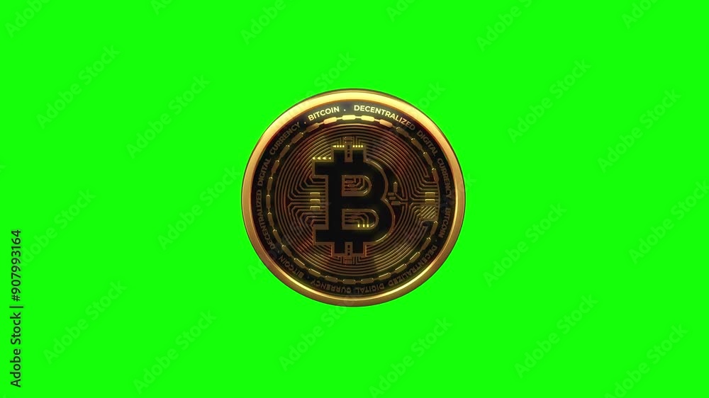 Bitcoin 360 Green Screen Overlay Animation