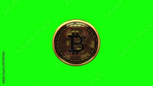 Bitcoin 360 Green Screen Overlay Animation photo