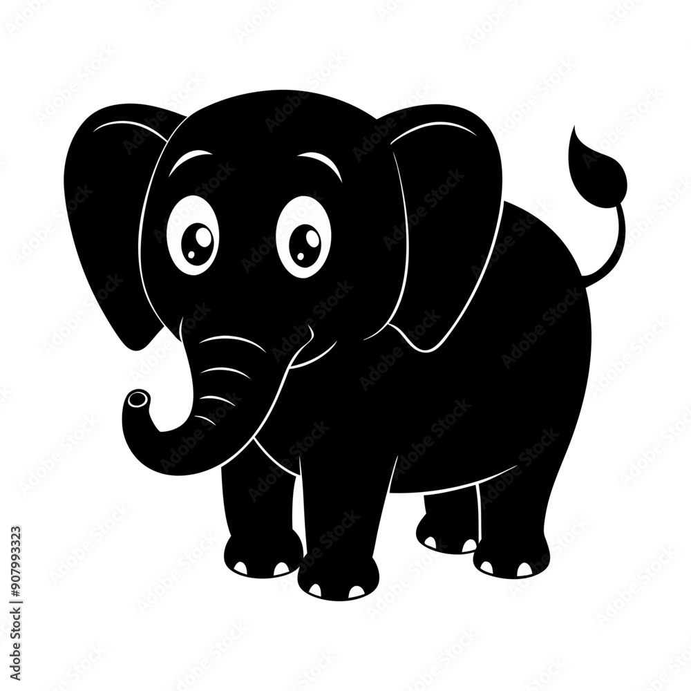 Fototapeta premium Vector of cartoon elephant silhouette