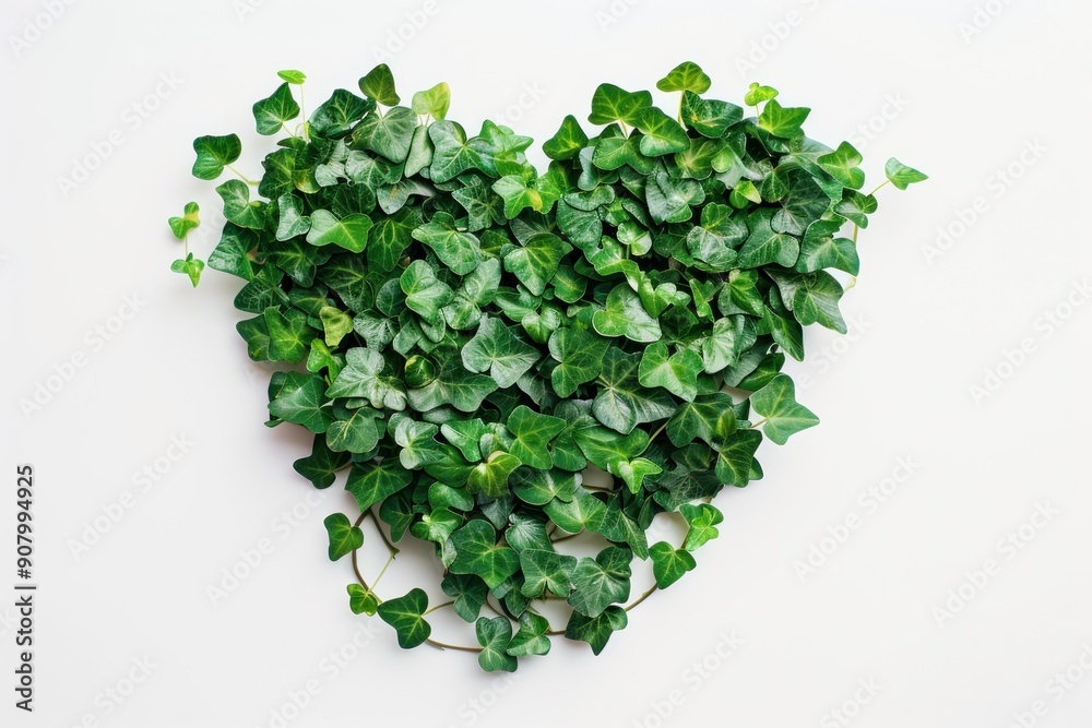 Heart-shaped greenery on white background Heart-shaped greenery on white background