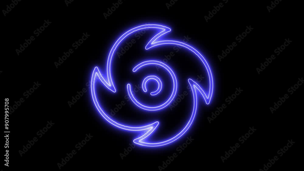 Neon Storm and Typhoon Icon 4K Animated Symbol on Black Background Neon Storm and Typhoon Icon 4K Animated Symbol on Black Background