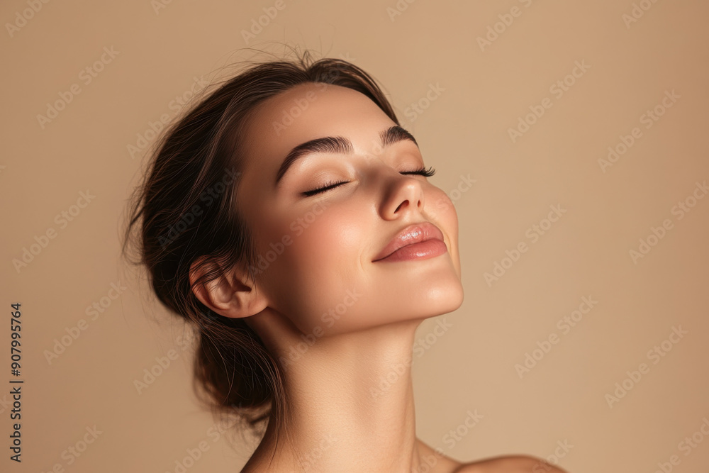 A close up of a girl's face with her eyes closed A close up of a girl's face with her eyes closed