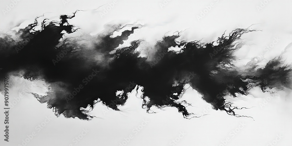 Abstract Black Ink Splash on White Background Abstract Black Ink Splash on White Background