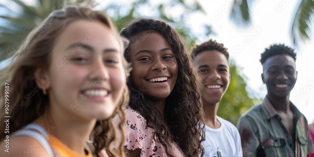 Group of Happy Teenagers Outdoors Group of Happy Teenagers Outdoors