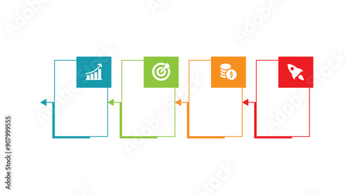 Visual aid for business presentation showing 4 step process diagram.