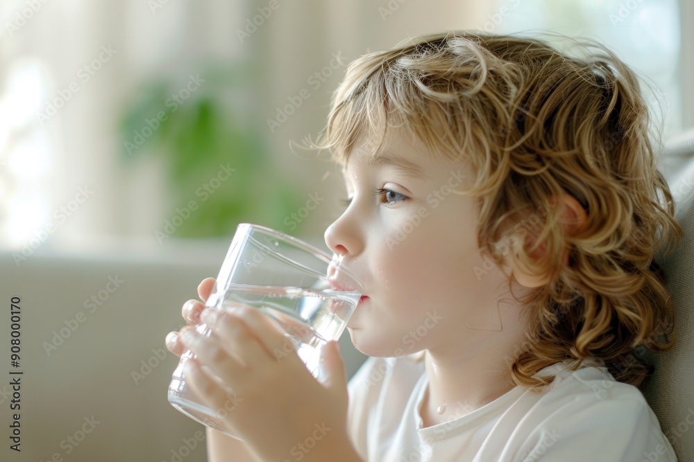 Wellness, home or healthy person drinking water for healthcare or natural vitamins in a house