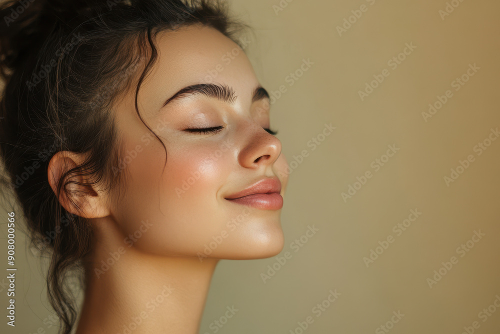 A close up of a girl's face with her eyes closed A close up of a girl's face with her eyes closed