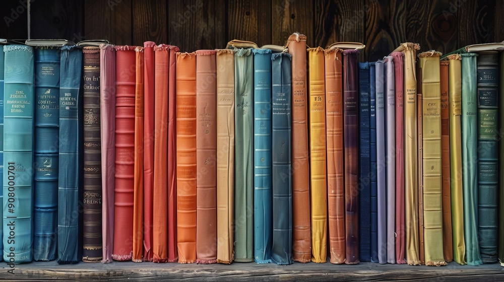 Fototapeta premium Stacks of Books in Library. Knowledge, Ideas, and Creativity Concept