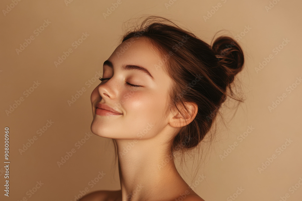 A close up of a girl's face with her eyes closed A close up of a girl's face with her eyes closed