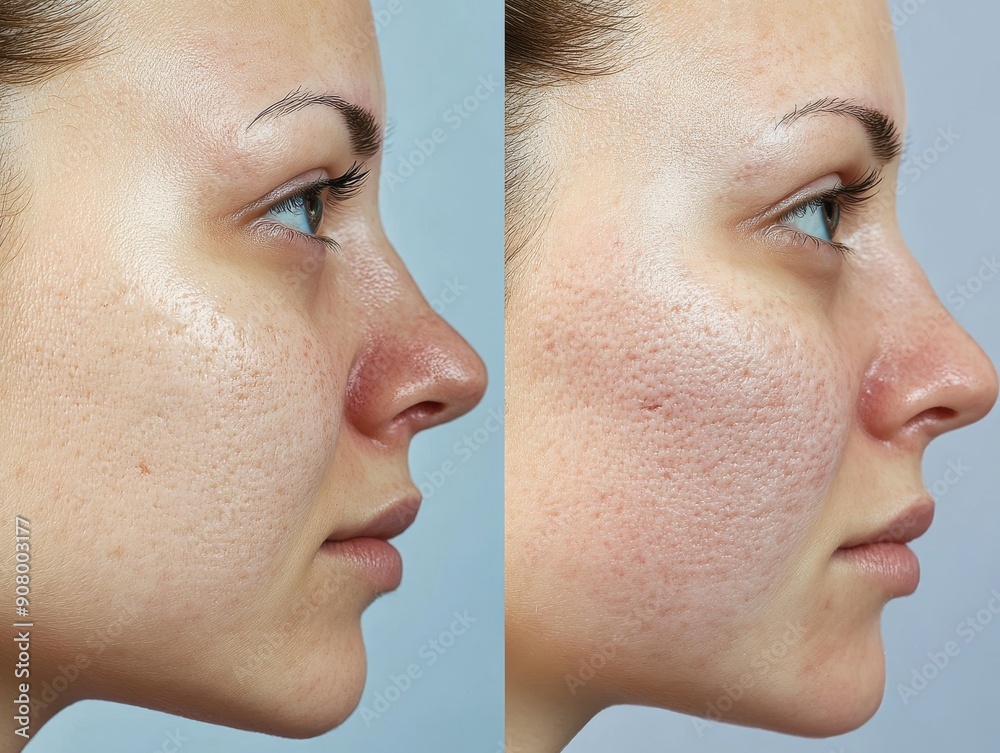 Obraz premium before-and-after comparison of a scar treatment progress, showing visible improvement in the appearance of the scar