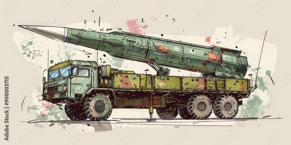 Fototapeta premium Artistic Military Rocket Launcher Design