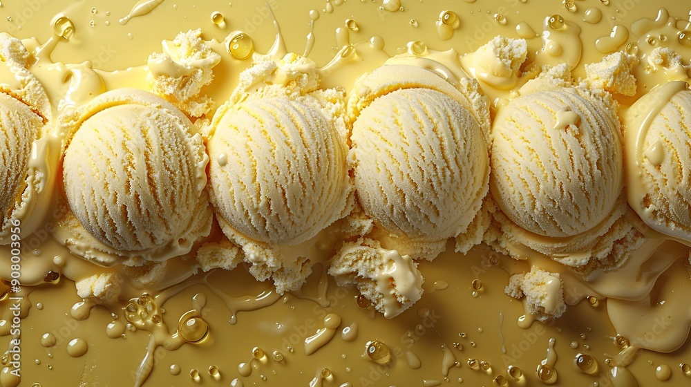 Close-up of Melting Ice Cream Scoops Close-up of Melting Ice Cream Scoops
