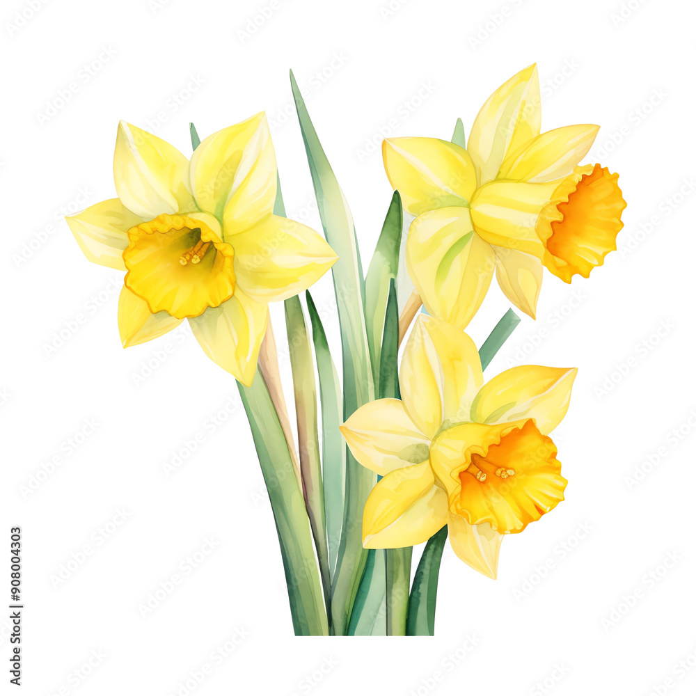 A beautiful illustration of yellow daffodils in full bloom. Perfect for spring-themed designs and botanical projects. A beautiful illustration of yellow daffodils in full bloom. Perfect for spring-themed designs and botanical projects.