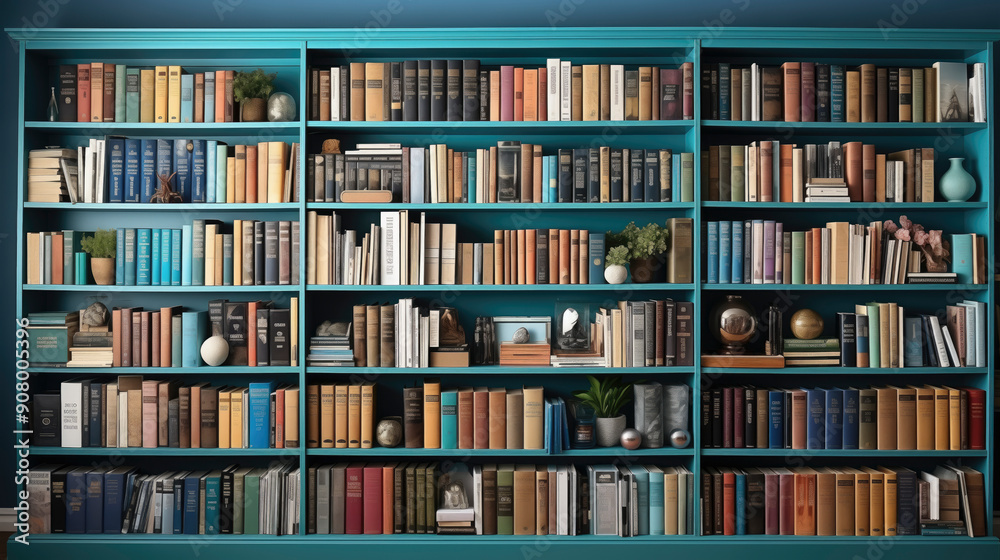 Colorful Bookshelves Filled With Hardcovers Colorful Bookshelves Filled With Hardcovers