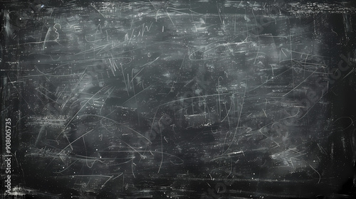 A close-up of a black chalkboard covered in white chalk marks. The texture of the board and the random scribbles create a visually interesting abstract pattern.