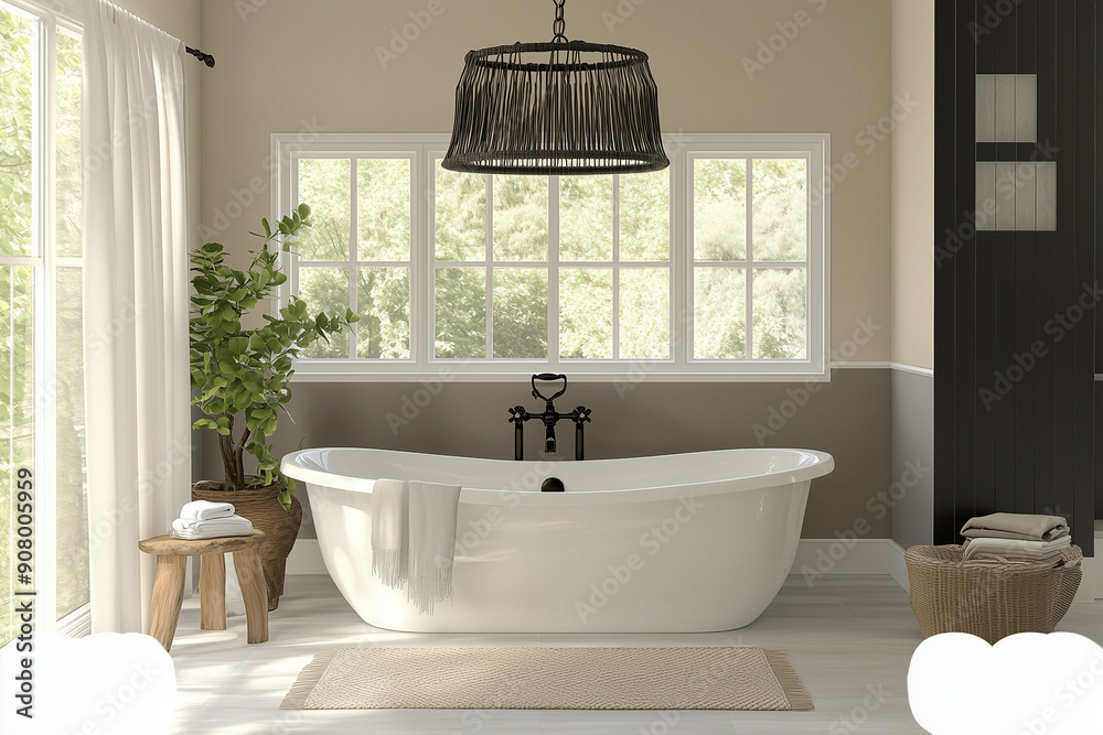 Modern bathroom interior with bathtub. A relaxing minimalist background featuring Light Grey, Soft White, Charcoal Black, and Pale Beige. Perfect for elegant and subtle visuals. Modern bathroom interior with bathtub. A relaxing minimalist background featuring Light Grey, Soft White, Charcoal Black, and Pale Beige. Perfect for elegant and subtle visuals.
