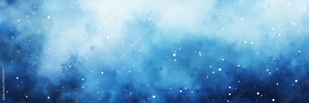 Fototapeta premium Abstract Blue Watercolor Background with Glittering Stars