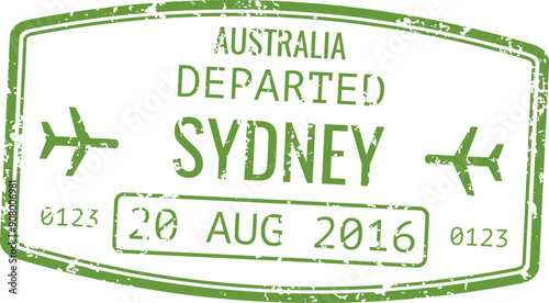 Australia airport departation stamp. Passport travel visa