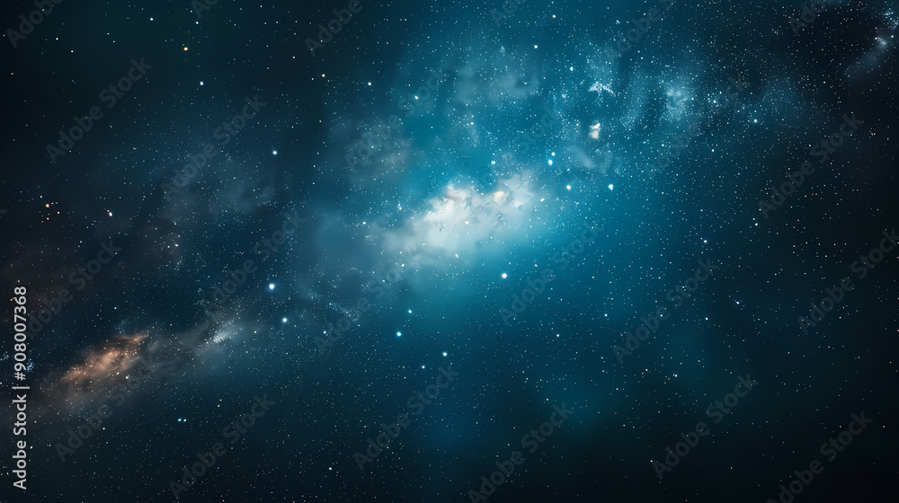 Obraz premium A breathtaking view of the night sky, filled with countless stars and a swirling nebula of gas and dust. The dark blue background is punctuated by twinkling white lights, creating a sense of wonder an