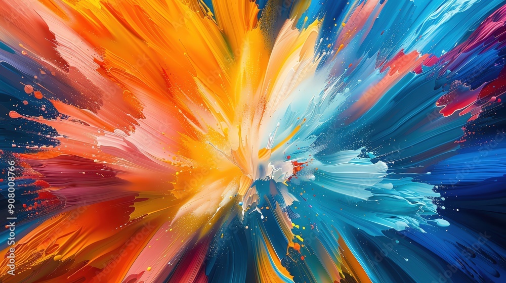 Obraz premium A vibrant explosion of colors blending seamlessly, creating an abstract masterpiece that captures energy and emotion.