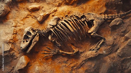 fossil dinosaur skeleton remains, archeological environment