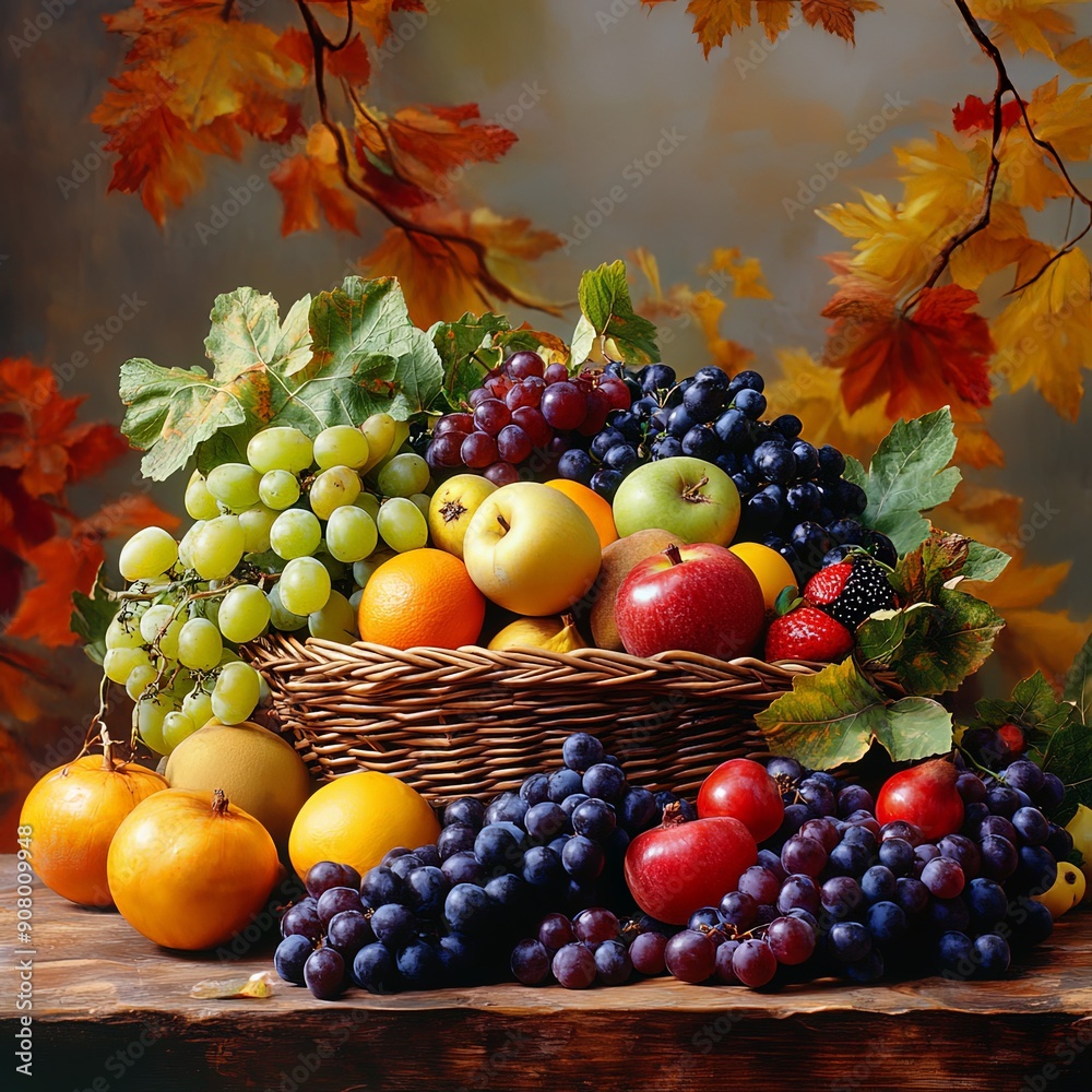 Rustic Autumn Harvest with Pumpkin and Sunflowers Rustic Autumn Harvest with Pumpkin and Sunflowers