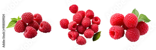Raspberries isolated on a transparent background, transparent png