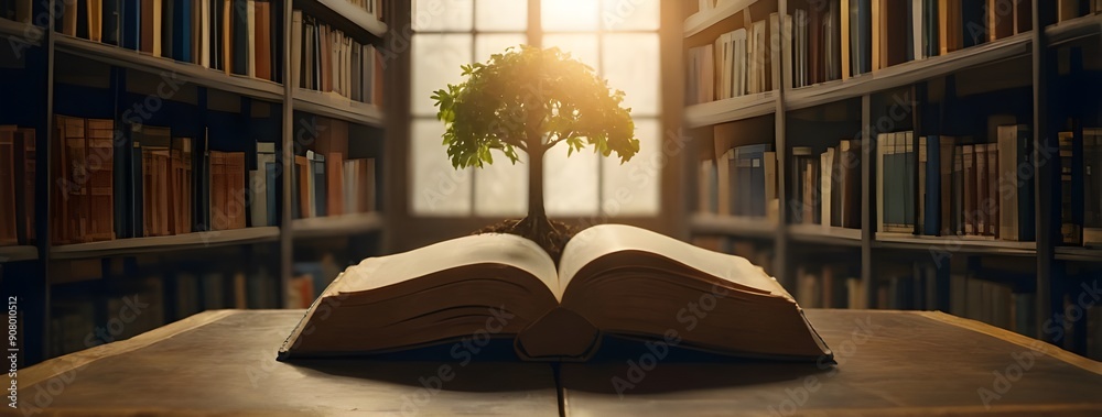 World philosophy day concept with tree of knowledge planting on opening ...