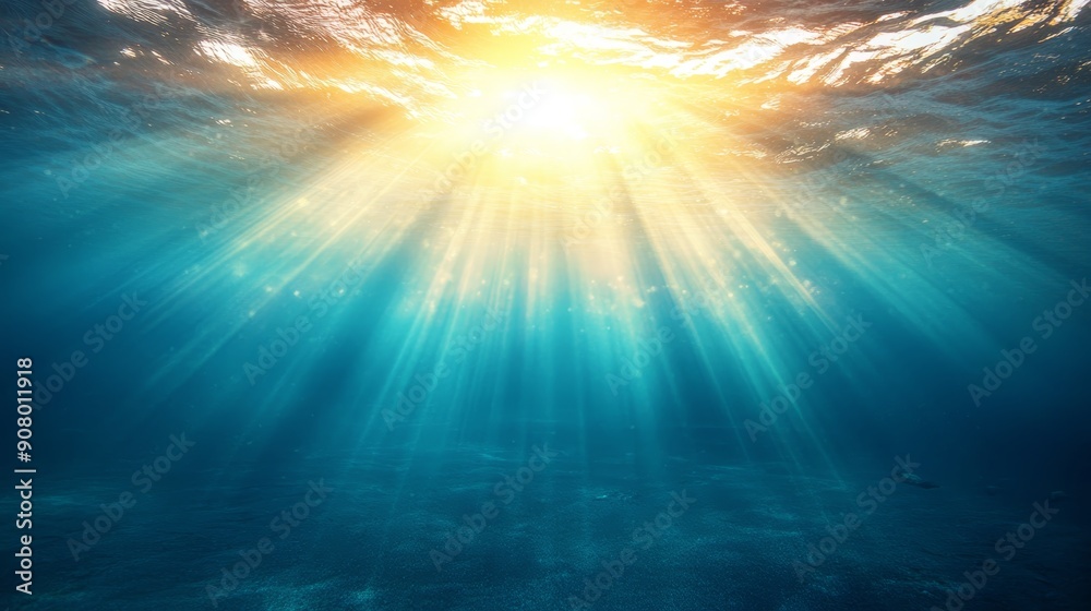 Fototapeta premium Sunlight Rays Underwater in Ocean