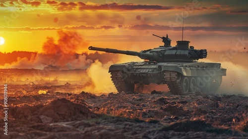 Tank Silhouette at Sunset