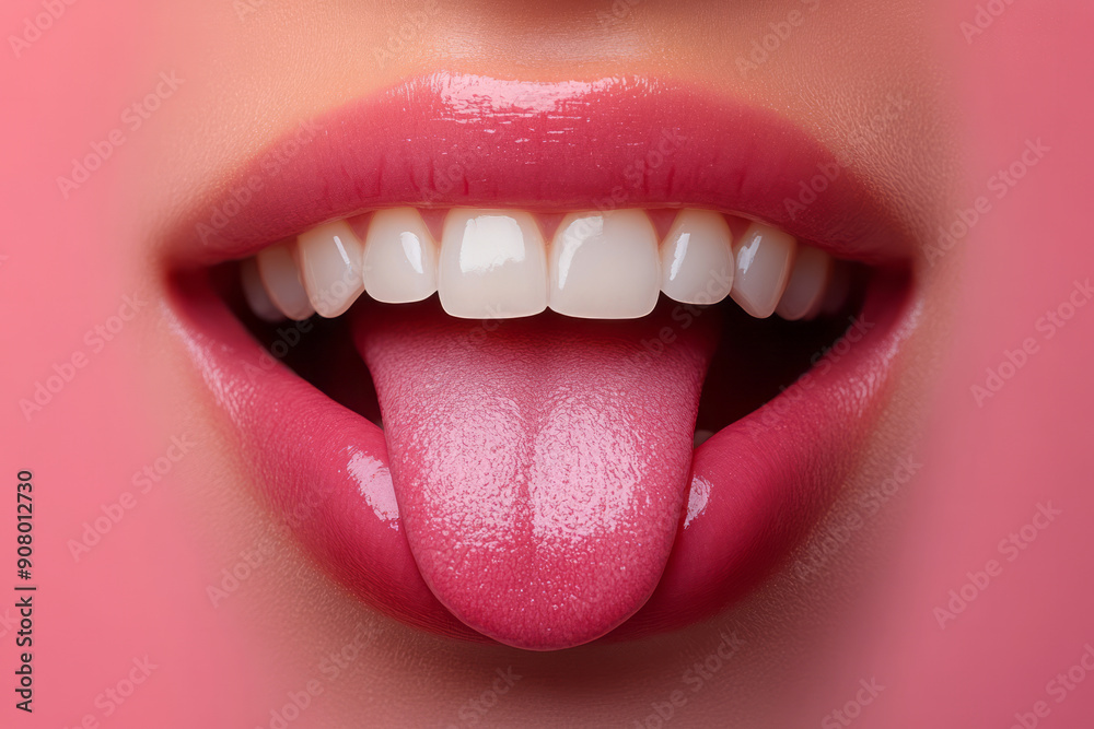 Naklejka premium Minimalist poster promoting tongue cleaning as part of daily oral hygiene,