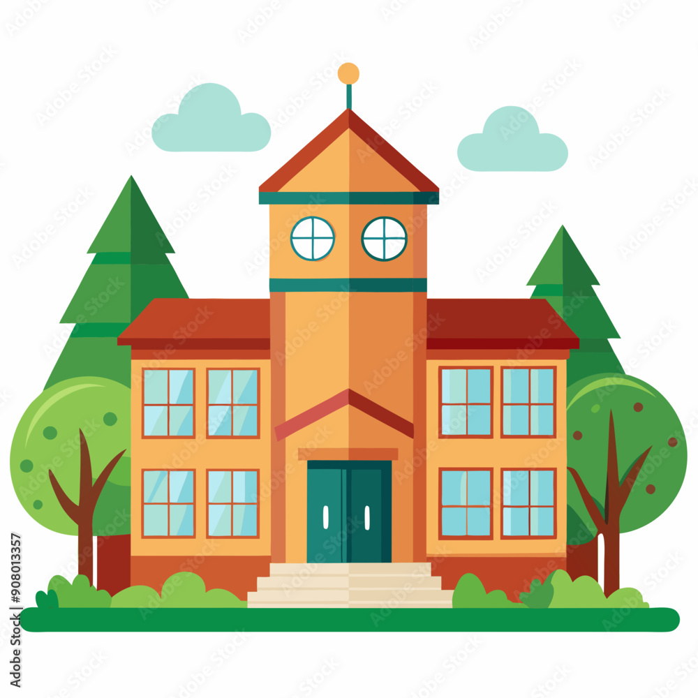 Fototapeta premium School vector illustration on white background 