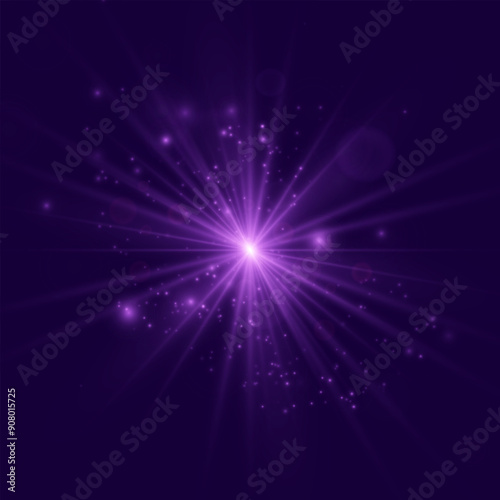 Rainbow crystal star. Crystal ray light, sun shines rainbow red yellow and blue color. Optical fire light effect. Vector lens glare leakage glare reflection effect. Sparkle shine. Sunlight