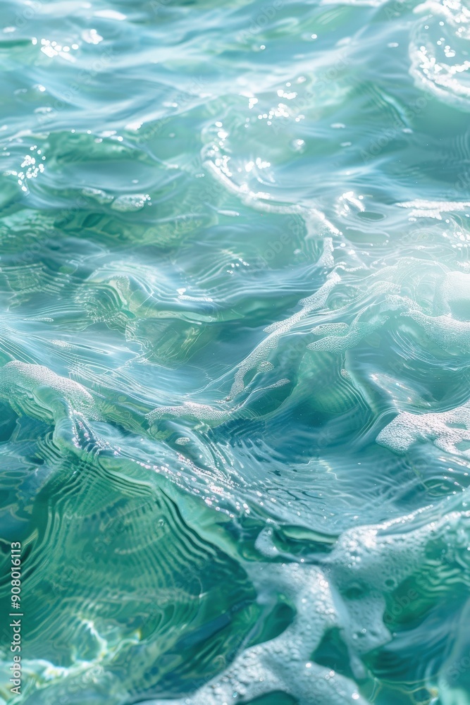 Fototapeta premium Serene Harmony - Abstract Rhythmic Waves in Soft Blue and Green Tranquil Background
