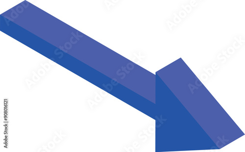 Free Download Blue three dimensional arrow pointing down on a white background - GFXLoad
