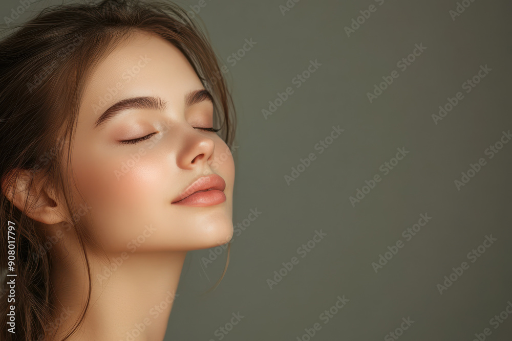Obraz premium A close up of a girl's face with her eyes closed