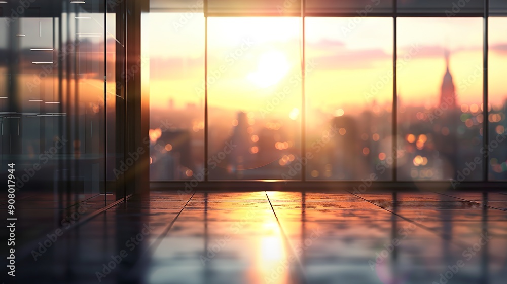 Fototapeta premium Blurred background view from the window of a modern business building