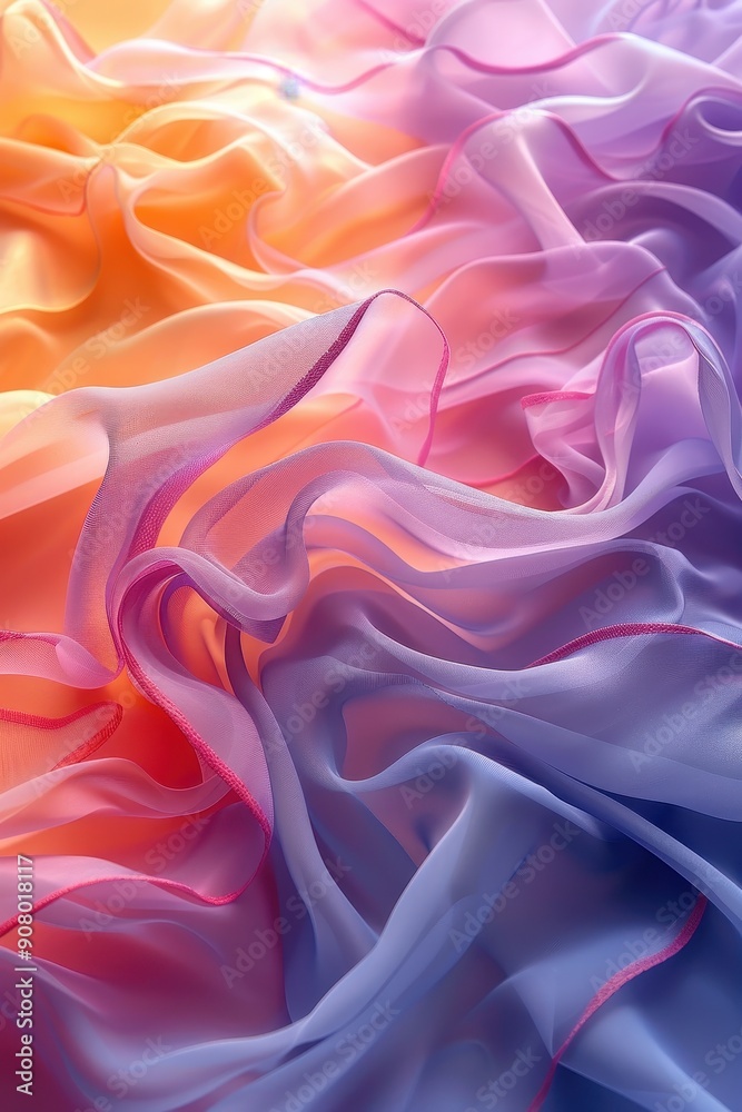 Obraz premium Serene Rhythmic Wave Patterns in Soft Pastel Colors - Calming Abstract Background