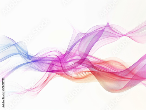 Colorful Waves on White Background, Generative AI Illustration