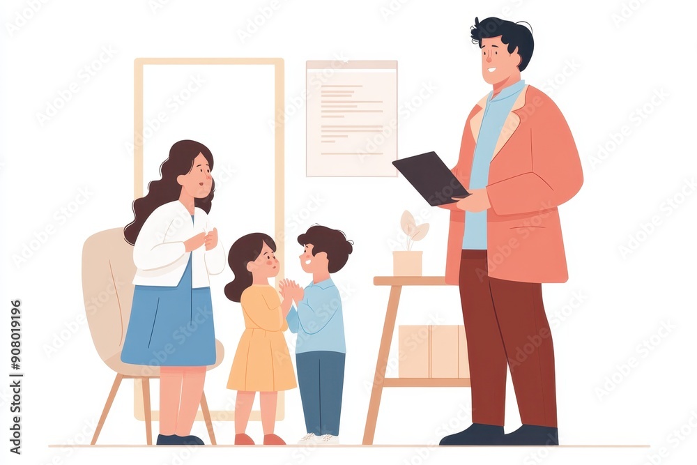Financial Adviser Discussing Education Funds with Family | Profile View Family Meeting Financial Advisor for Education Savings Consultation Financial Adviser Discussing Education Funds with Family | Profile View Family Meeting Financial Advisor for Education Savings Consultation