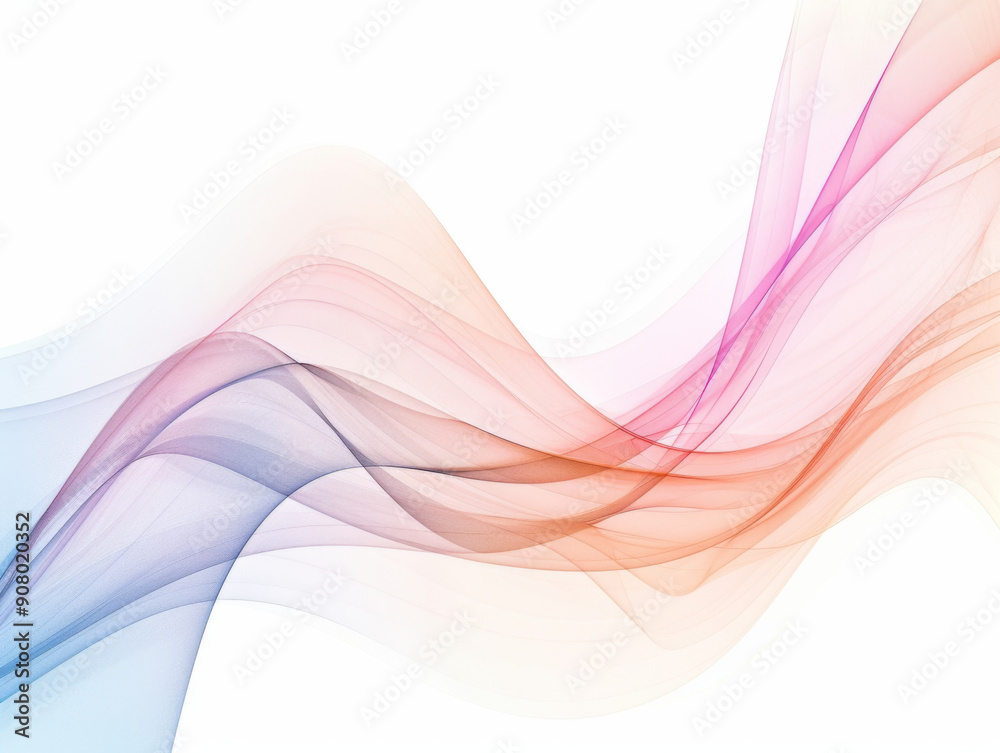 Obraz premium Colorful Waves on White Background, Generative AI Illustration