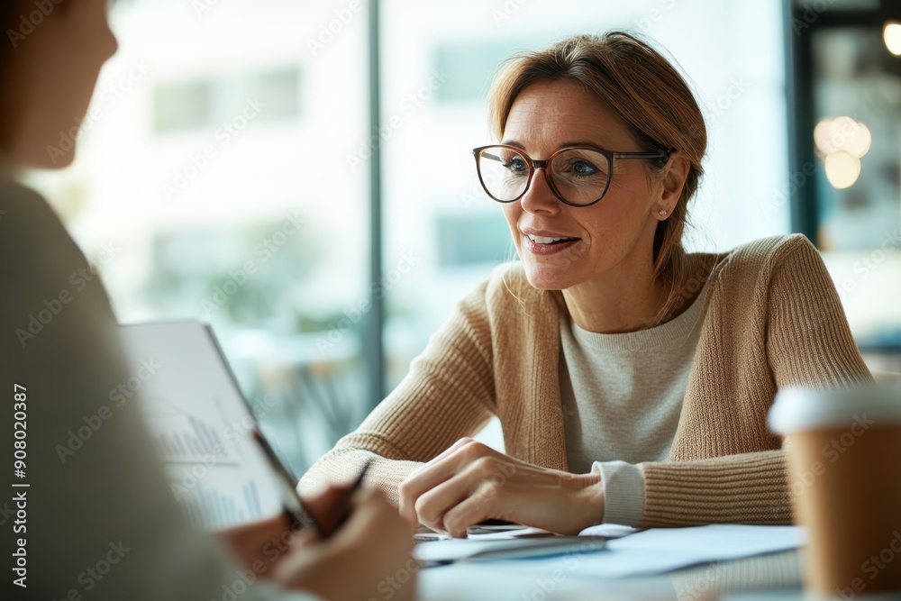 Professional Financial Adviser Setting Up Retirement Plan with Client in Profile View