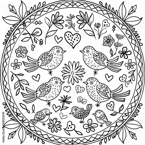 Adult colouring book page	