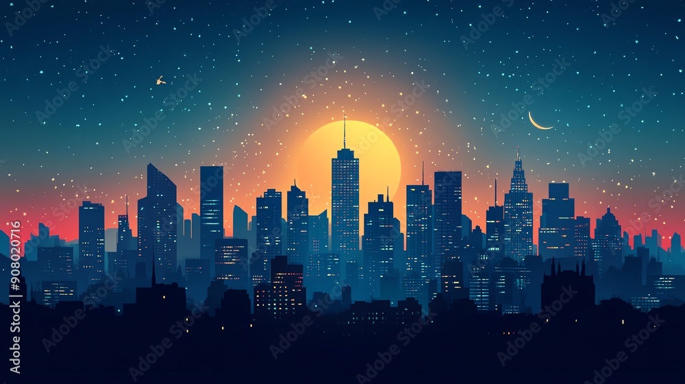 Vector illustration of city skylines in flat design Vector illustration of city skylines in flat design
