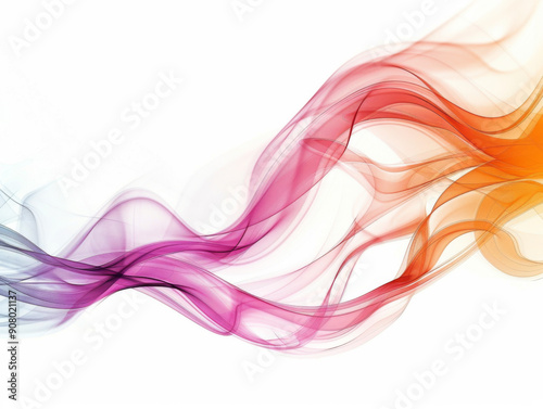 Colorful Waves on White Background, Generative AI Illustration