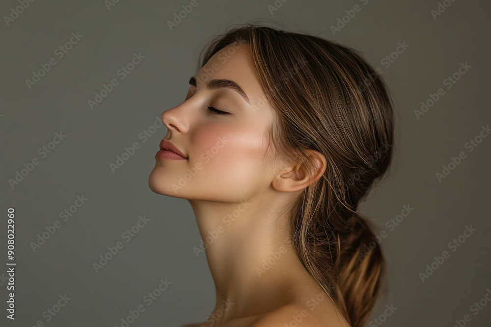 A close up of a girl's face with her eyes closed A close up of a girl's face with her eyes closed