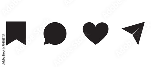 Share, save, like and comment icon set. Vector EPS 10