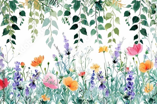 Wallpaper Mural The delicate beauty of wildflowers displayed in a captivating hanging pattern. Torontodigital.ca