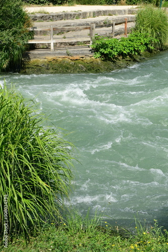 France, Saint Pierre de Boeuf, Loire. River landscape in summer.
